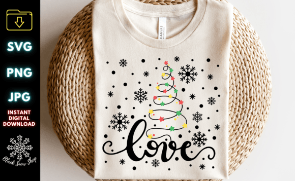 Love with Snowflake Christmas Tree Svg